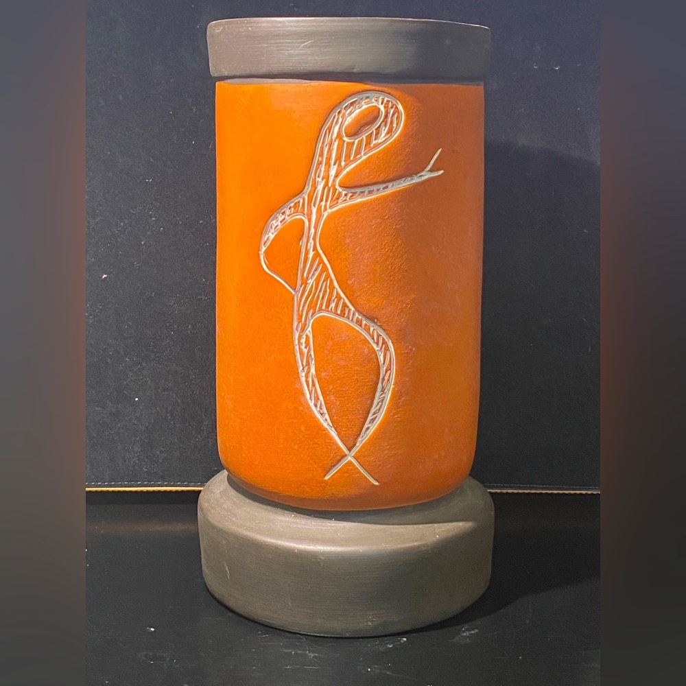 Mexican Mid-Century Sgrafitto Pottery Vase Leopoldode Mexico